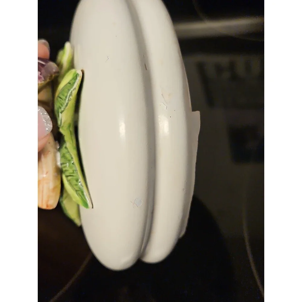 Vintage Arnart Ceramic Canister With Mushrooms Lid Medium Jar 5.5